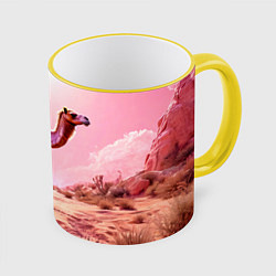 Кружка цветная Верблюд в розовой пустыне