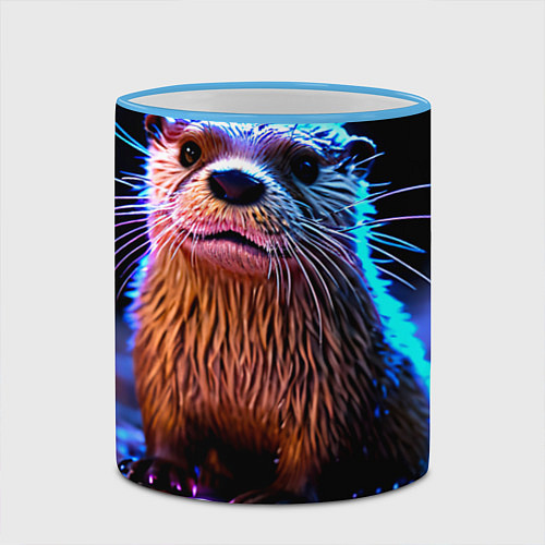 Кружка цветная Выдра и разряд тока / 3D-Небесно-голубой кант – фото 2