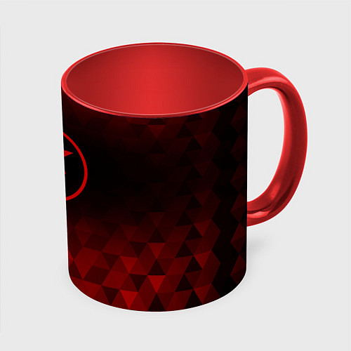 Кружка цветная Skillet red poly / 3D-Белый + красный – фото 1