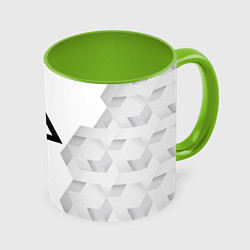Кружка 3D Thirty Seconds to Mars white poly, цвет: 3D-белый + светло-зеленый