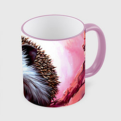 Кружка 3D Ежик в розовом свете, цвет: 3D-розовый кант