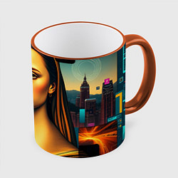 Кружка цветная Современная мона лиза