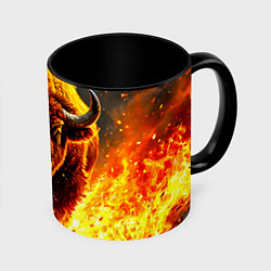 Кружка цветная Буйвол в огне