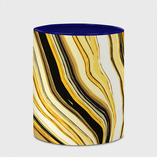 Кружка цветная Волнистые вертикальные чёрно-жёлтые полосы / 3D-Белый + синий – фото 2