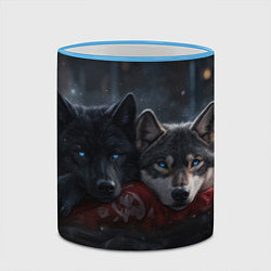 Кружка 3D Love wolfs, цвет: 3D-небесно-голубой кант — фото 2