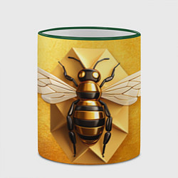 Кружка 3D Пчела на золоте, цвет: 3D-зеленый кант — фото 2