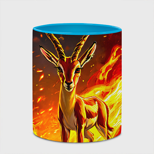 Кружка цветная Газель в огне / 3D-Белый + небесно-голубой – фото 2