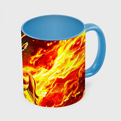 Кружка 3D Газель в огне, цвет: 3D-белый + небесно-голубой