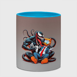 Кружка 3D Venom and Duck-Donald - ai art fantasy, цвет: 3D-белый + небесно-голубой — фото 2