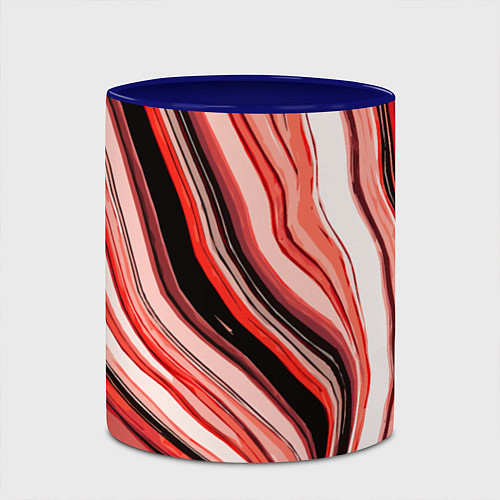 Кружка цветная Волнистые вертикальные чёрно-красные полосы / 3D-Белый + синий – фото 2