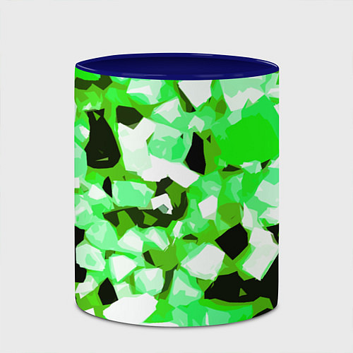 Кружка цветная Green and white abstraction on a black background / 3D-Белый + синий – фото 2