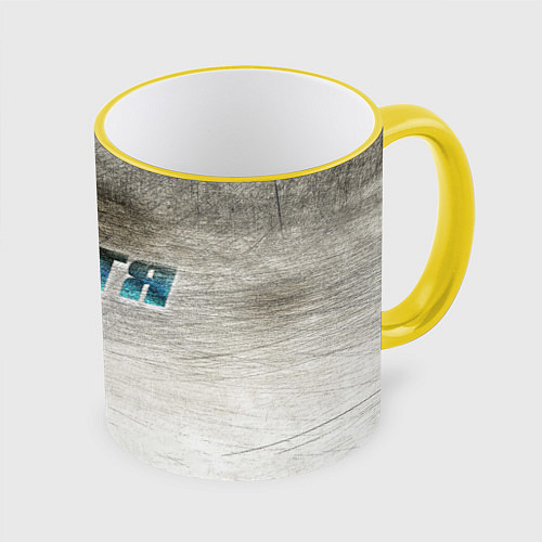 Кружка цветная Батя в здании - галлюцинации / 3D-Желтый кант – фото 1