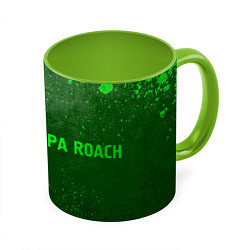 Кружка 3D Papa Roach - green gradient по-горизонтали, цвет: 3D-белый + светло-зеленый