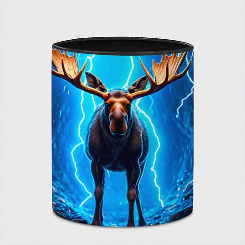 Кружка цветная Лось и молния / 3D-Белый + черный – фото 2