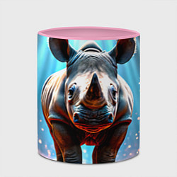 Кружка 3D Носорог в лучах, цвет: 3D-белый + розовый — фото 2