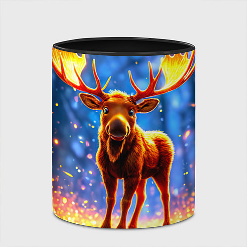 Кружка цветная Лосенок в лесу / 3D-Белый + черный – фото 2