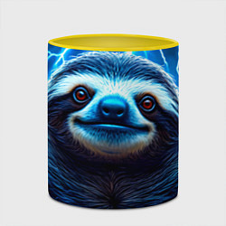 Кружка 3D Ленивец в разрядах молний, цвет: 3D-белый + желтый — фото 2