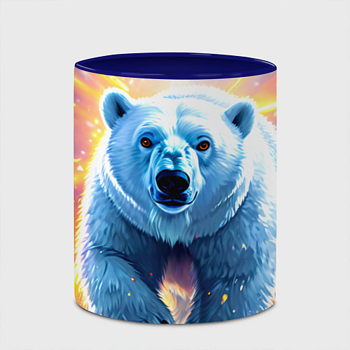 Кружка цветная Белый медведь идет по льдине / 3D-Белый + синий – фото 2