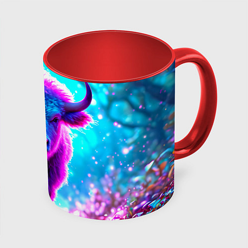 Кружка цветная Белый буйвол / 3D-Белый + красный – фото 1