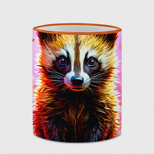Кружка цветная Росомаха в розовом лесу / 3D-Оранжевый кант – фото 2