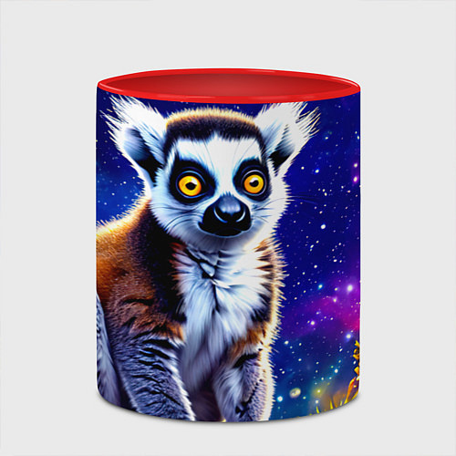 Кружка цветная Лемур и звездная ночь / 3D-Белый + красный – фото 2
