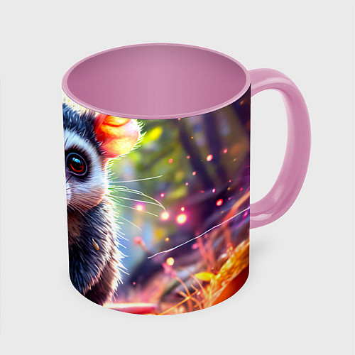 Кружка цветная Опоссум в лесу / 3D-Белый + розовый – фото 1