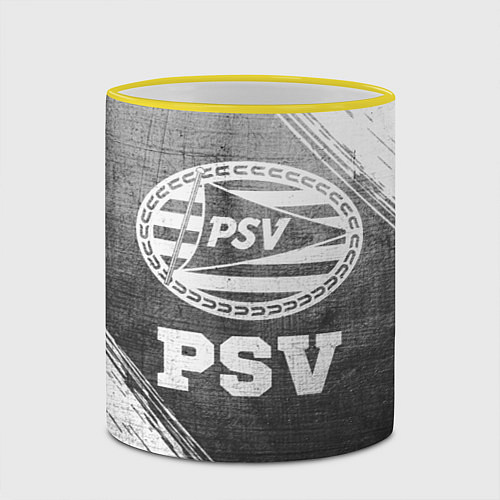 Кружка цветная PSV - grey gradient / 3D-Желтый кант – фото 2