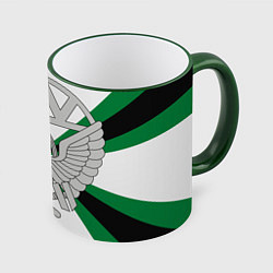 Кружка 3D Железнодорожные войска, цвет: 3D-зеленый кант