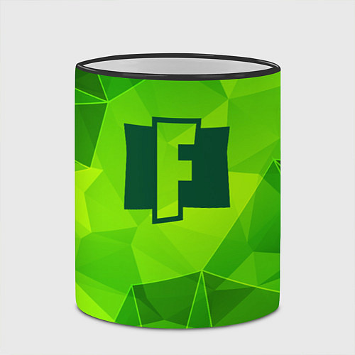 Кружка цветная Fortnite green poly / 3D-Черный кант – фото 2