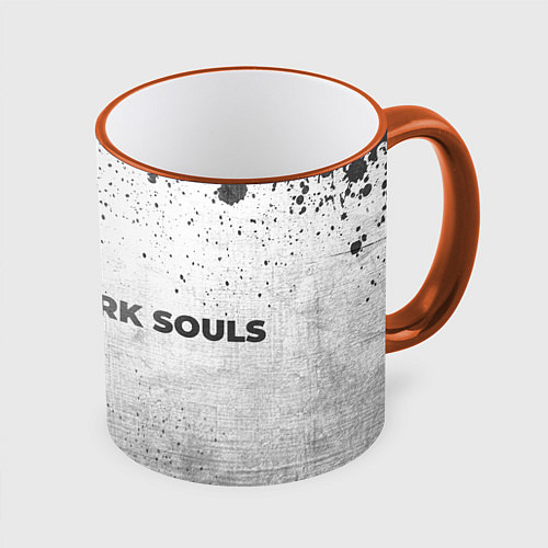 Кружка цветная Dark Souls - white gradient по-горизонтали / 3D-Оранжевый кант – фото 1