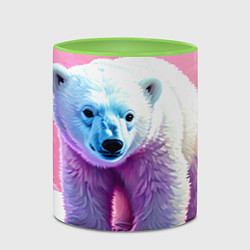 Кружка 3D Белый медведь в розовом свете, цвет: 3D-белый + светло-зеленый — фото 2