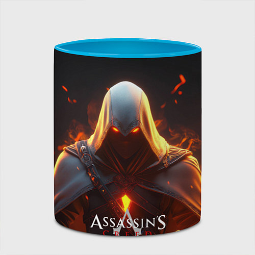 Кружка цветная Assassins Creed fire / 3D-Белый + небесно-голубой – фото 2