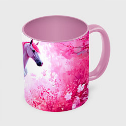 Кружка 3D Белая лошадь с розовой гривой, цвет: 3D-белый + розовый