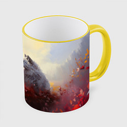 Кружка 3D Волчья верность, цвет: 3D-желтый кант