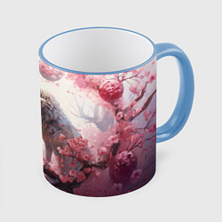 Кружка 3D Волчья гармония, цвет: 3D-небесно-голубой кант