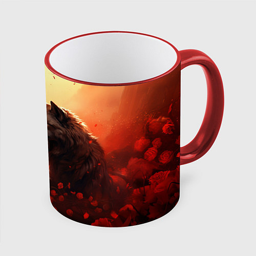 Кружка цветная Волчья страсть / 3D-Красный кант – фото 1