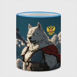 Кружка 3D Волк русский воин, цвет: 3D-небесно-голубой кант — фото 2