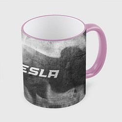 Кружка 3D Tesla - grey gradient по-горизонтали, цвет: 3D-розовый кант