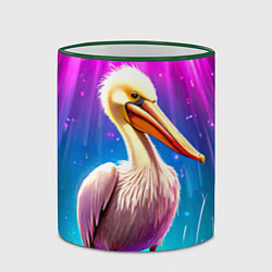 Кружка 3D Пеликан в сиянии лучей, цвет: 3D-зеленый кант — фото 2
