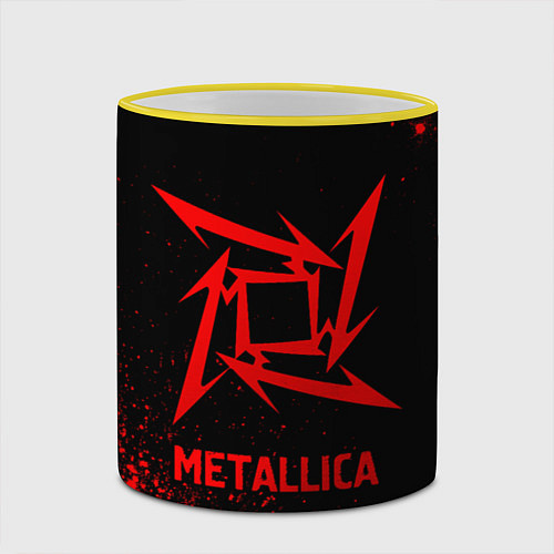 Кружка цветная Metallica - red gradient / 3D-Желтый кант – фото 2