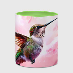 Кружка 3D Колибри на розовом, цвет: 3D-белый + светло-зеленый — фото 2