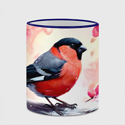 Кружка 3D Снегирь в цветах, цвет: 3D-синий кант — фото 2