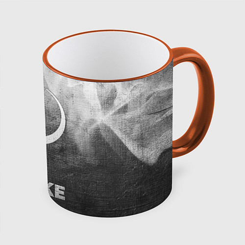 Кружка цветная Quake - grey gradient / 3D-Оранжевый кант – фото 1