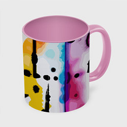 Кружка 3D Цветная абстракция - минимализм, цвет: 3D-белый + розовый