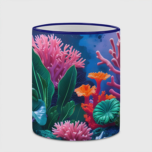 Кружка цветная Подводные кораллы / 3D-Синий кант – фото 2