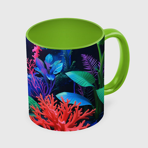 Кружка цветная Подводный мир с кораллами / 3D-Белый + светло-зеленый – фото 1