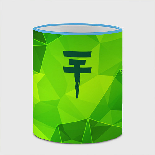 Кружка цветная Tokio Hotel green poly / 3D-Небесно-голубой кант – фото 2