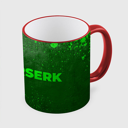 Кружка цветная Berserk - green gradient по-горизонтали / 3D-Красный кант – фото 1