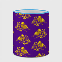 Кружка 3D Золотые птички на индиго, цвет: 3D-небесно-голубой кант — фото 2
