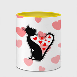 Кружка 3D Влюбленная кошка, цвет: 3D-белый + желтый — фото 2